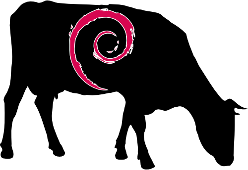Profile of cow with Debian swirl inside