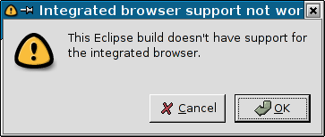 This Eclipse build doesn't have support for the integrated browser.